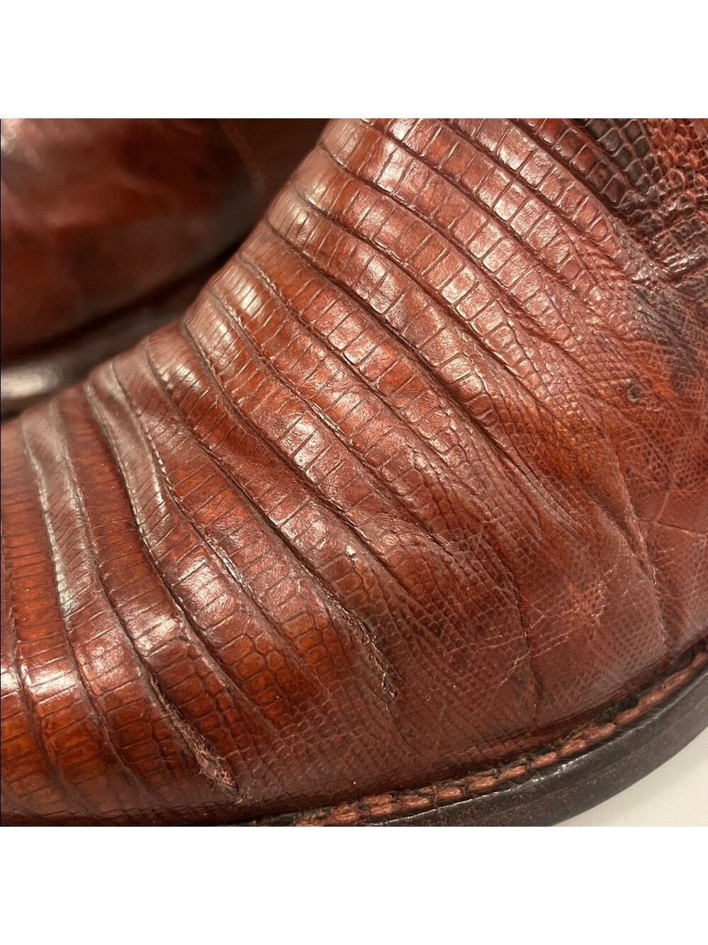 Justin 8303 Men's Exotic Leather Western Boot Peanut Brittle Lizard Round Toe - Picture 3 of 15